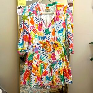 Farm Rio Good Vibes Colorful Mini Dress, Size Small